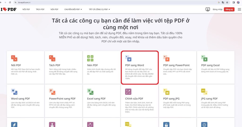 Nhấp vào PDF sang word