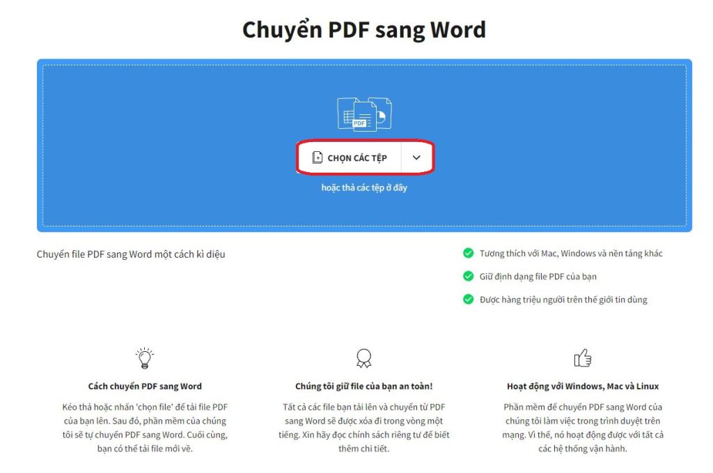 Chọn tệp muốn chuyển sang word