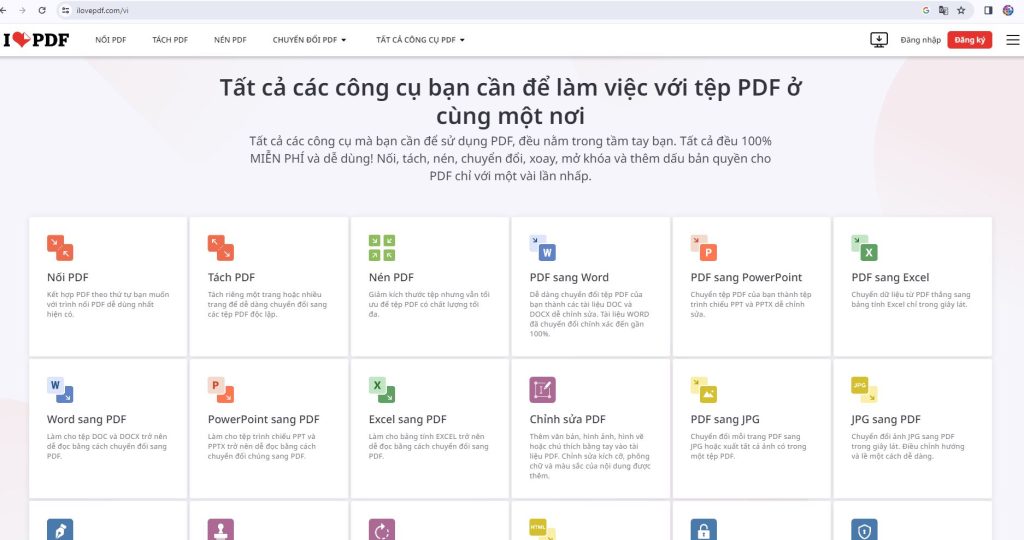 Vào website IlovePdf để chuyển file PDF sang word