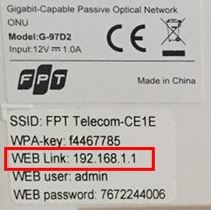 Lấy địa chỉ IP từ dưới đáy  modem