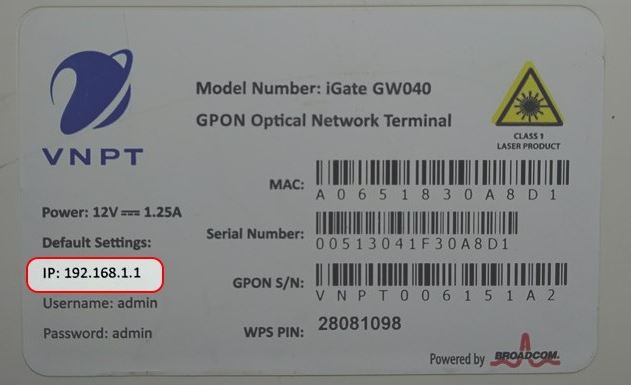 Cách đổi mật khẩu wifi. ta kiếm địa chỉ IP ở dưới đáy modem