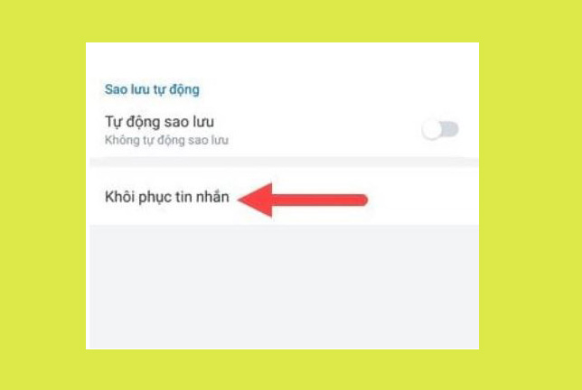 Chọn khôi phục tin nhắn