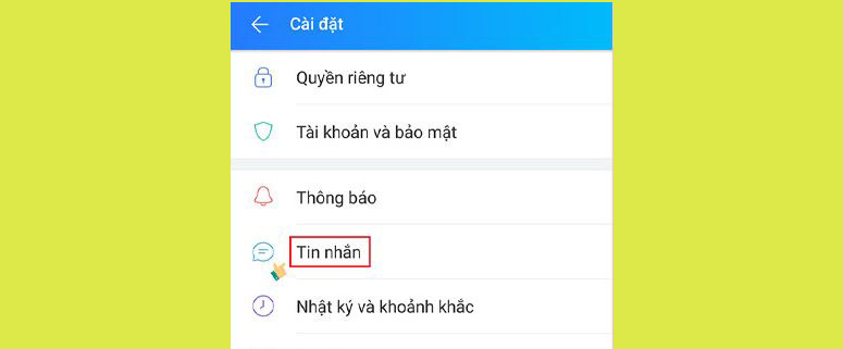 Nhấp vào mục tin nhắn