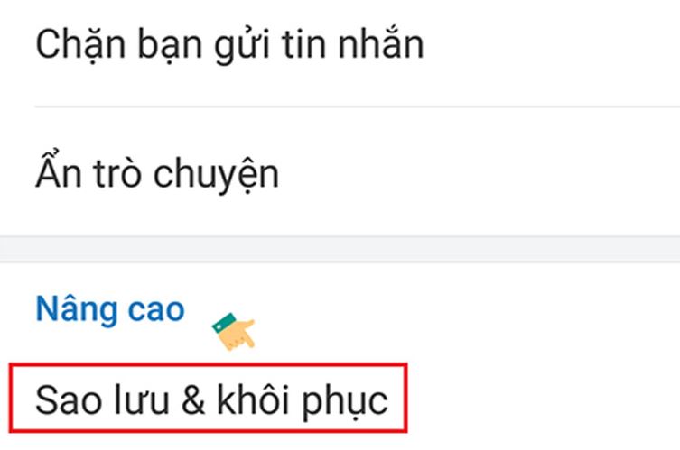 Chọn sao lưu & khôi phục