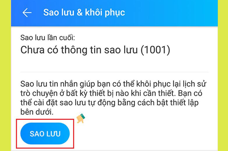 Lựa chọn Sao lưu