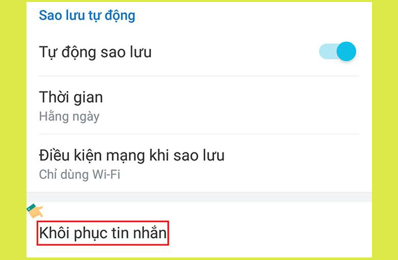 chọn "Khôi phục tin nhắn"