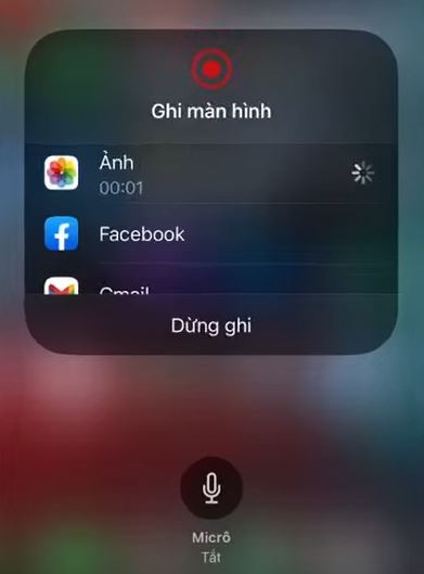 BẮt đầu ghi màn hình iphone