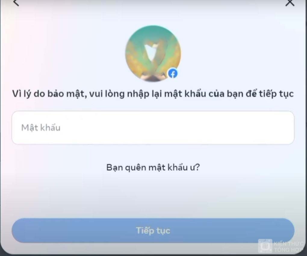 Nhập lại Pass Facebook