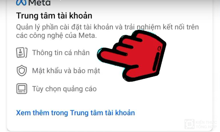 Chọn thông tin cá nhân 