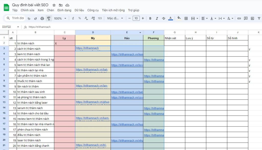 Cách xuống dòng trong google sheet