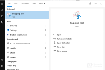 Sử dụng snipping tool để chụp màn hình