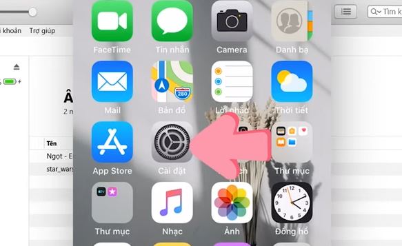 Vào phần cài đặt trên iphone