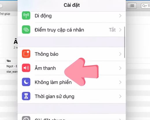 CHỌN ÂM THANH TRONG PHẦN CÀI ĐẶT