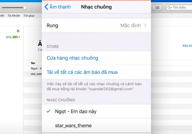 Chọn bài nhạc vừa mới đồng bộ trên itunes