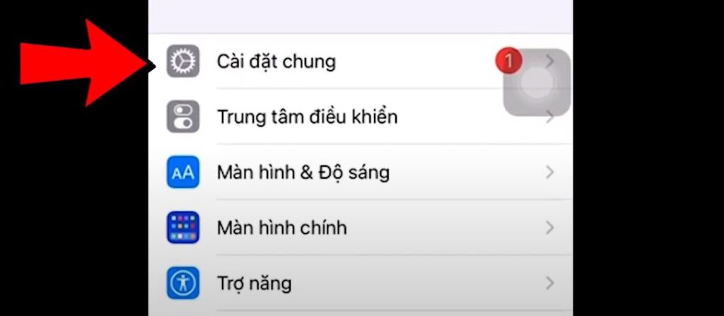 Chọn cài đặt chung