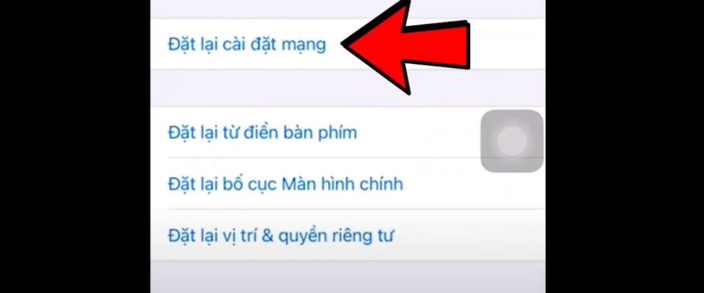 Chọn đặt lại cài đặt mạng