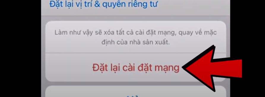 Chọn đặt lại cài đặt mạng