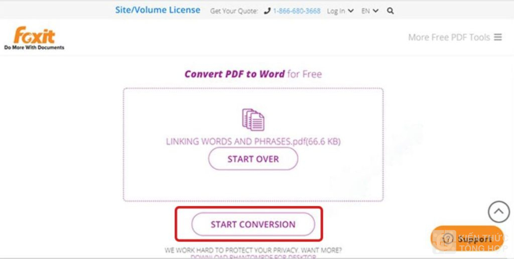 Nhấp vào Star convert để bắt đầu chuyển đổi PDF sang Word