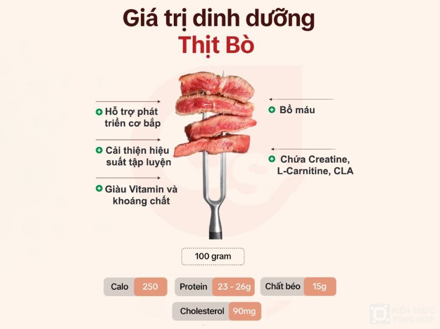 Giá  trị dinh dưỡng của thịt bò